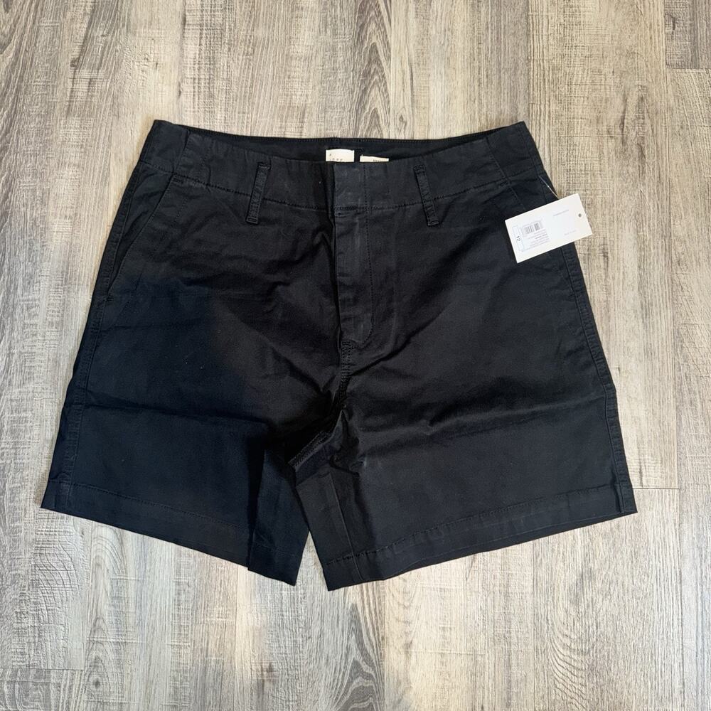 A New Day Women’s Black Chino Shorts Size 12 Stretch Cotton Mid Rise NWT